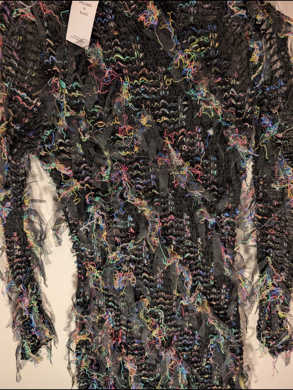 Wowo Brand Black Multicolor Fringe Long Sleeve Dress - Picture 2 of 7
